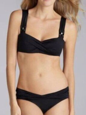 BADGLEY MISCHKA Swimsuit 2pc Bikini Set Black Sz 8